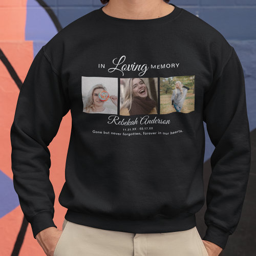 Modern 3 Photo Collage Funeral Sweatshirt