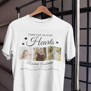 Modern 3 Photo Collage Funeral T-Shirt