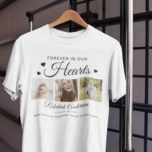 Modern 3 Photo Collage Funeral T_Shirt