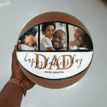 Modern 3 Photo Collage | Happy Fathers Day Basketball<br><div class="desc">Looking for a fun unique gift for fathers day, this cool basketball is the perfect keepsake for Dads, stepdads, new dads, bonus dads and dog dads. The ball features 3 photos and the template message reads 'HAPPY FATHERS DAY DAD' and is personalized with your childs name. All font styles, sizes...</div>