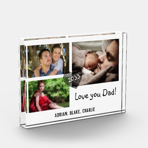 Modern 3 Photo Collage Love You Dad Gift with Year