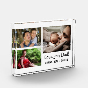 Modern 3 Photo Collage Love You Dad Simple Block