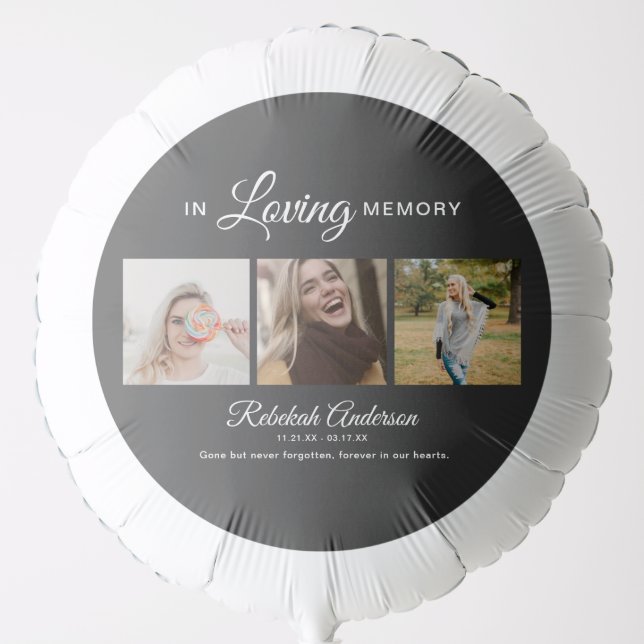 Modern 3 Photo Collage memorial Balloon (Front)