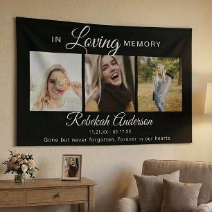 Modern 3 Photo Collage Memorial Banner