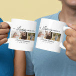 Modern 3 Photo Collage Memorial Coffee Mug<br><div class="desc">These stylish funeral memorial mugs, would make a great keepsake for friends and family. The modern mugs feature 3 photos of your loved one, Text that reads 'IN LOVING MEMORY' their name, dates and a personal message. The text font styles, size, color and background color can be changed by clicking...</div>