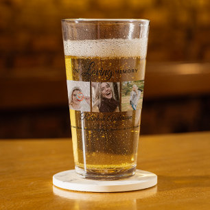 Modern 3 Photo Collage Memorial Glass