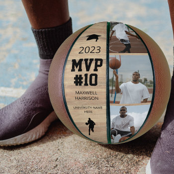 Modern 3 Photo Collage | Mvp Basketball by bubblesgifts at Zazzle
