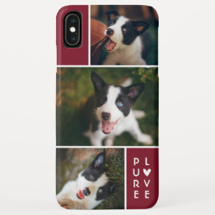 Modern 3 Photo Collage Pure Love Cranberry iPhone XS Max Case
