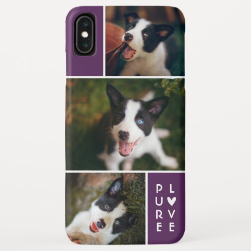 Modern 3 Photo Collage  Pure Love  Plum Purple iPhone XS Max Case