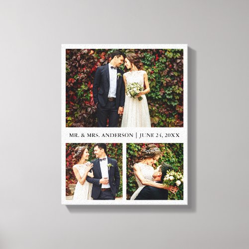 Modern 3 Photo Collage Wedding Canvas Print