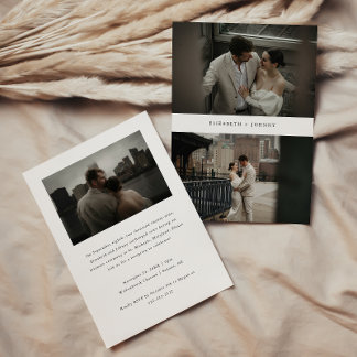 Modern 3-Photo Elopement Wedding Reception Invitation