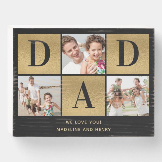 Modern 3 Photo Fathers Day Dad Collage Plaque (Front Horizontal)