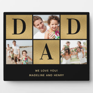 Modern 3 Photo Fathers Day Dad Collage Plaque