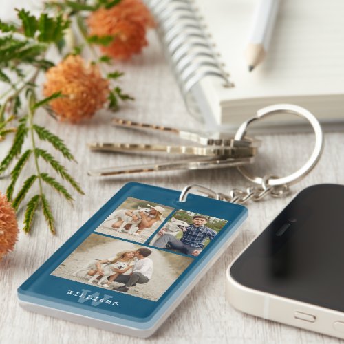 Modern 3 Photo Gallery Keychain