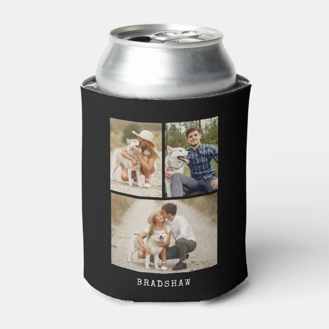 Modern 3 Photo Gallery Personalized Can Cooler (Can Front)