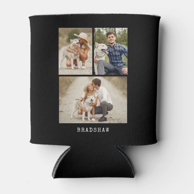 Modern 3 Photo Gallery Personalized Can Cooler (Front)