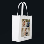 Modern 3 Photo Gallery Personalized Grocery Bag<br><div class="desc">Simple and chic 3 photo gallery design.</div>
