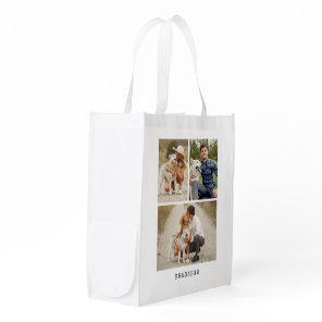 Modern 3 Photo Gallery Personalized Grocery Bag