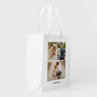 Modern 3 Photo Gallery Personalized Grocery Bag