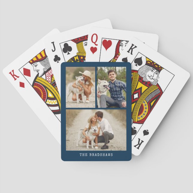 Modern 3 Photo Gallery Playing Cards (Back)
