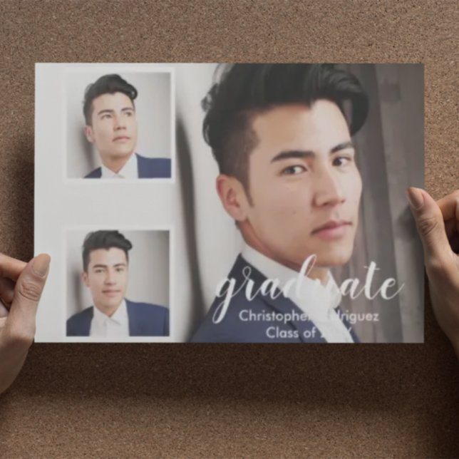 Modern 3 Photo Graduation Announcement (Creator Uploaded)