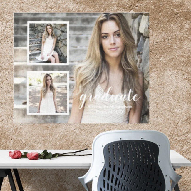 Modern 3 Photo Graduation Canvas Print