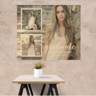 Modern 3 Photo Graduation Wood Wall Art