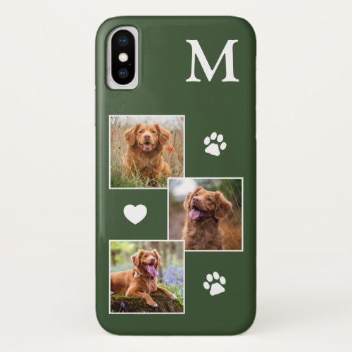 Modern 3 Photo Green Pet Dog iPhone X Case