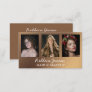 Modern 3 Photo Hair & makeup Black and Gold Business Card