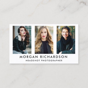 Modern 3 Photo Photographer Wht Business Card