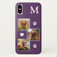 Modern 3 Photo Purple Pet Dog Iphone X Case at Zazzle