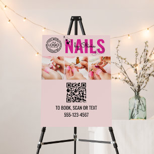 Modern 3 Photo QR Code Logo Art Nail Salon Foam Board