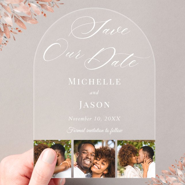 Modern 3 Photo Strip Wedding Save the Date (Creator Uploaded)