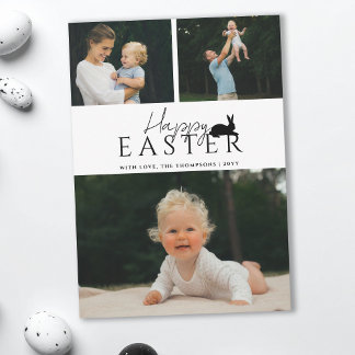 Modern 3 Photo Template And Bunny Minimal Easter