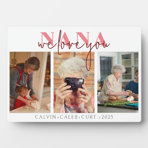 Modern 3 Photo We Love You Nana Grandma Gift Plaque