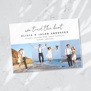 Modern 3 Photo We Tied the Knot Elopement Wedding Announcement