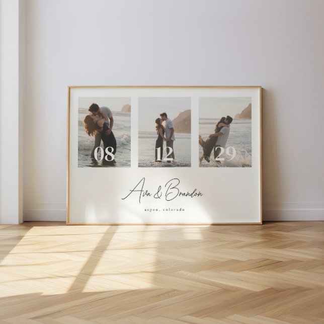Modern 3-Photo Wedding Couple Custom Poster (Creator Uploaded)