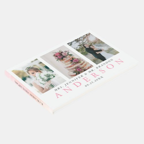 Modern 3 photo wedding guest book