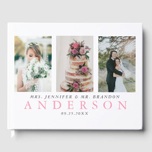 Modern 3 photo wedding guest book