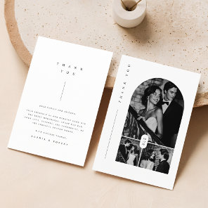 Modern 3 Photo Wedding Thank You Card