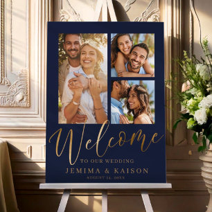 Modern 3 Photo Wedding Welcome Foam Board