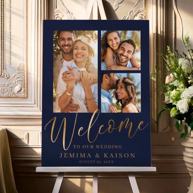 Modern 3 Photo Wedding Welcome Foam Board (Creator Uploaded)