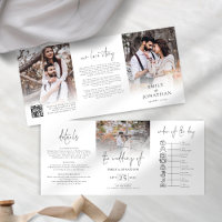 Modern 3 Photos Overlay QR Code Timeline Wedding