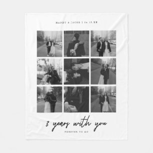 Modern 3-Year Wedding Anniversary Couple Photos Fleece Blanket
