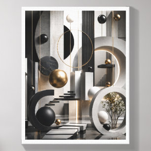 Modern 3D Architectural Wall Art Canvas Photo Tile