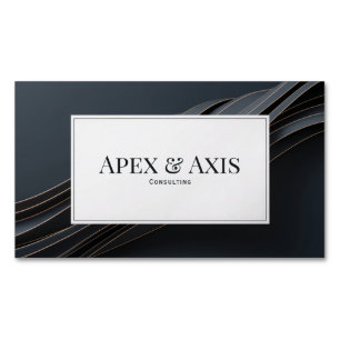 Modern 3D Black and Rose Gold Fluid Waves Business Card Magnet