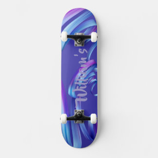 Modern 3D Blue and Purple Fluid Ribbon Skateboard