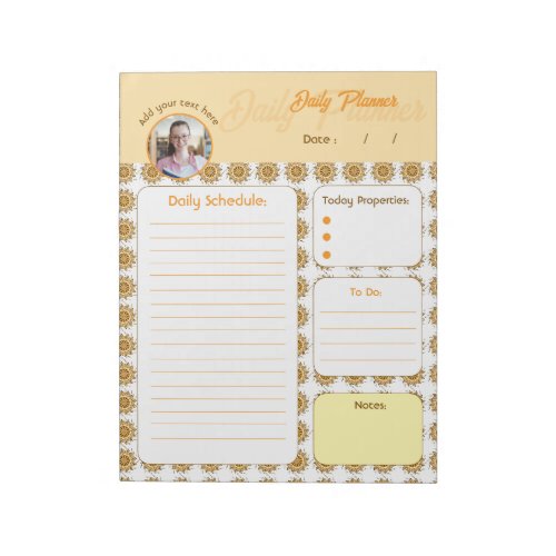 Modern 3D Blush Orange Floral Mandala Daily To Do Notepad