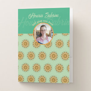 Modern 3D Blush Orange Floral Mandala Doodle Photo Pocket Folder