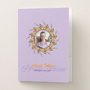 Modern 3D Blush Orange Floral Mandala Doodle Photo Pocket Folder